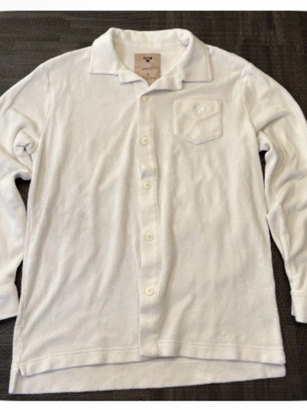 OAS White Long-Sleeve Button Polo Shirt